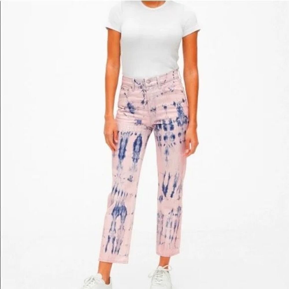 GAP | cheeky straight high rise light pink tie-dye jeans 12/31 NWT